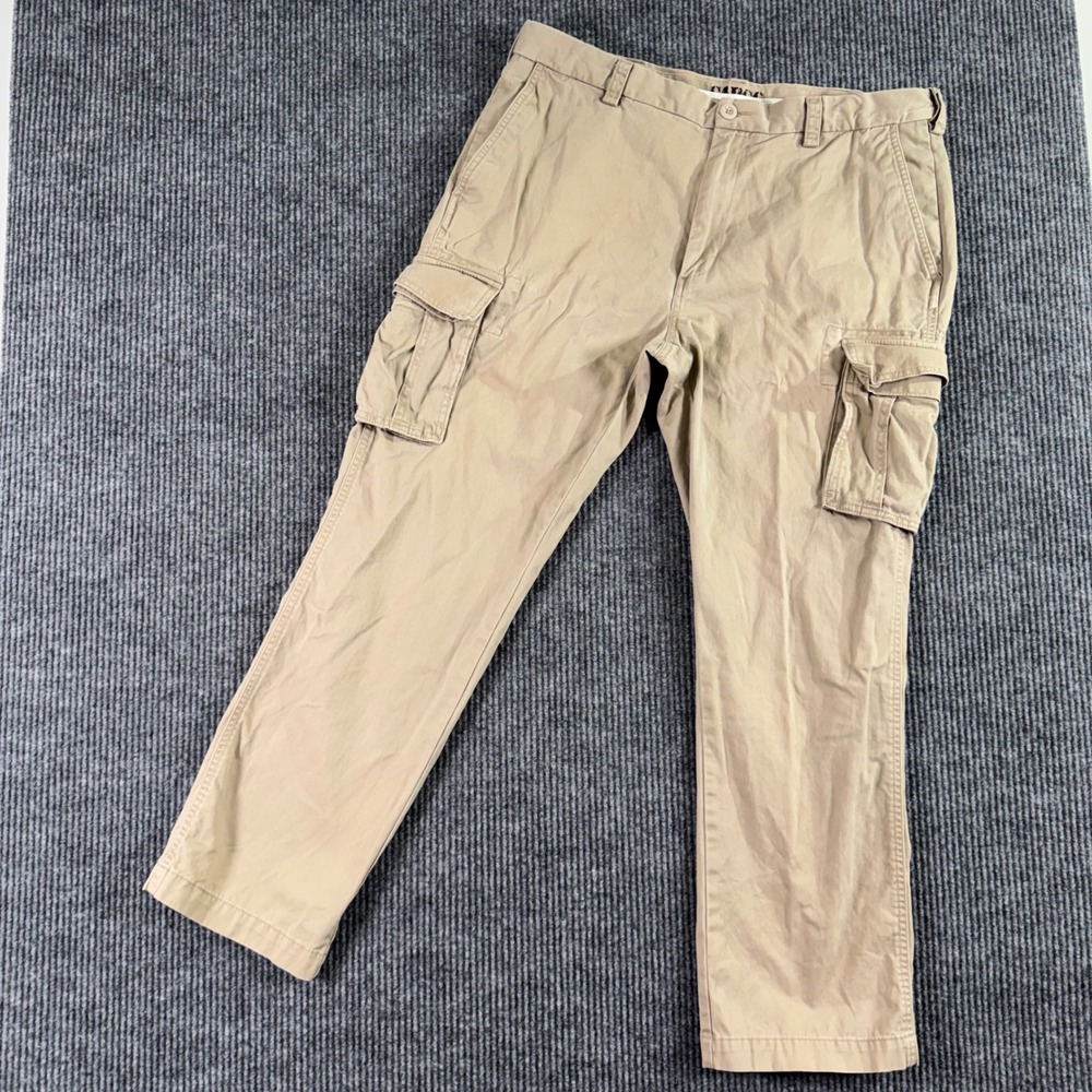 Roundtree Yorke Cargo Pants Mens 38x31 Beige Cotton Casual Relaxed Fit Pockets